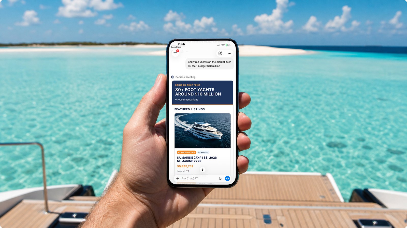 Denison brings yacht search into ChatGPT and bets that buying a boat will start with artificial intelligence