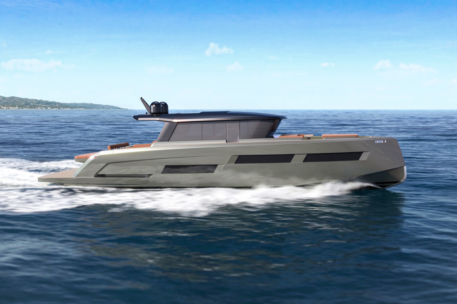Il Pardo GT65, principale anteprima di Pardo Yachts a Cannes, in un'immagine di profilo. Immagine illustrativa (render): Pardo Yachts