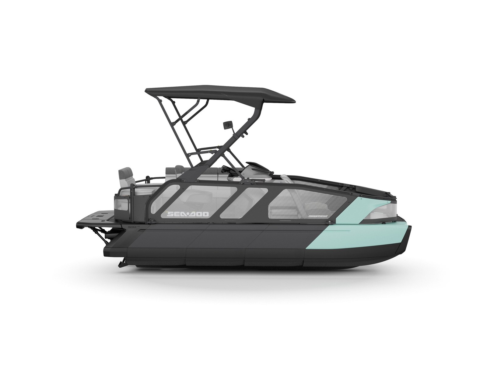 O Switch Sport 2027 ganha portas nas quinas traseiras, que facilitam o acesso à plataforma. Foto: divulgação Sea-Doo